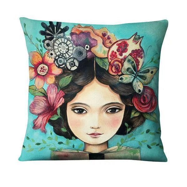 Home Daily Character Painted Linen Pillowcase - Bellarte Enchanté Home Daily Character Painted Linen Pillowcase